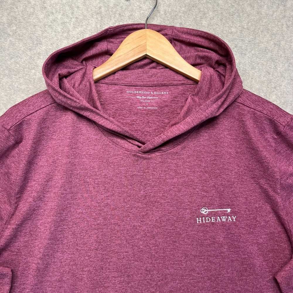Holderness & Bourne Mens Hideaway Hoodie Pullover Maroon Heather Performance L - Picture 2 of 10